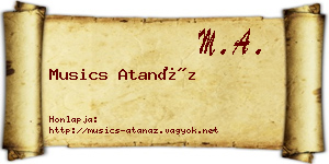 Musics Atanáz névjegykártya